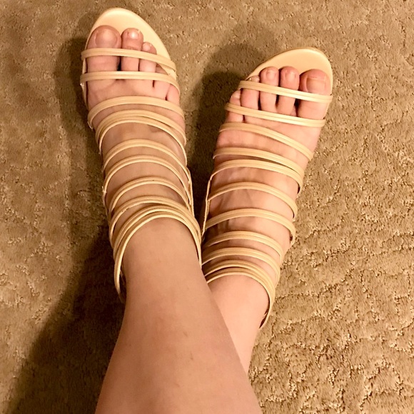 Express Shoes - Express Nude Strappy Heels